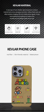 Super Mario 100% Kevlar Carbon Fiber Fluorescent luminous Phone Case Magsafe Cover