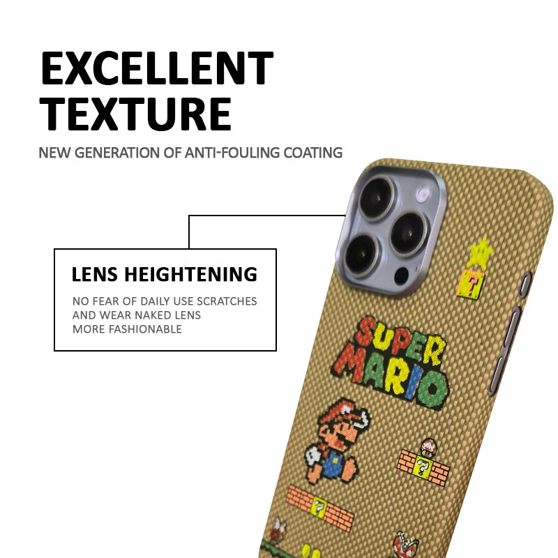 Super Mario 100% Kevlar Carbon Fiber Fluorescent luminous Phone Case Magsafe Cover