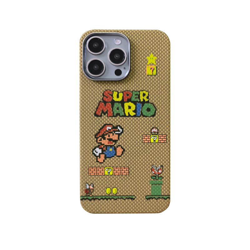 Super Mario 100% Kevlar Carbon Fiber Fluorescent luminous Phone Case Magsafe Cover