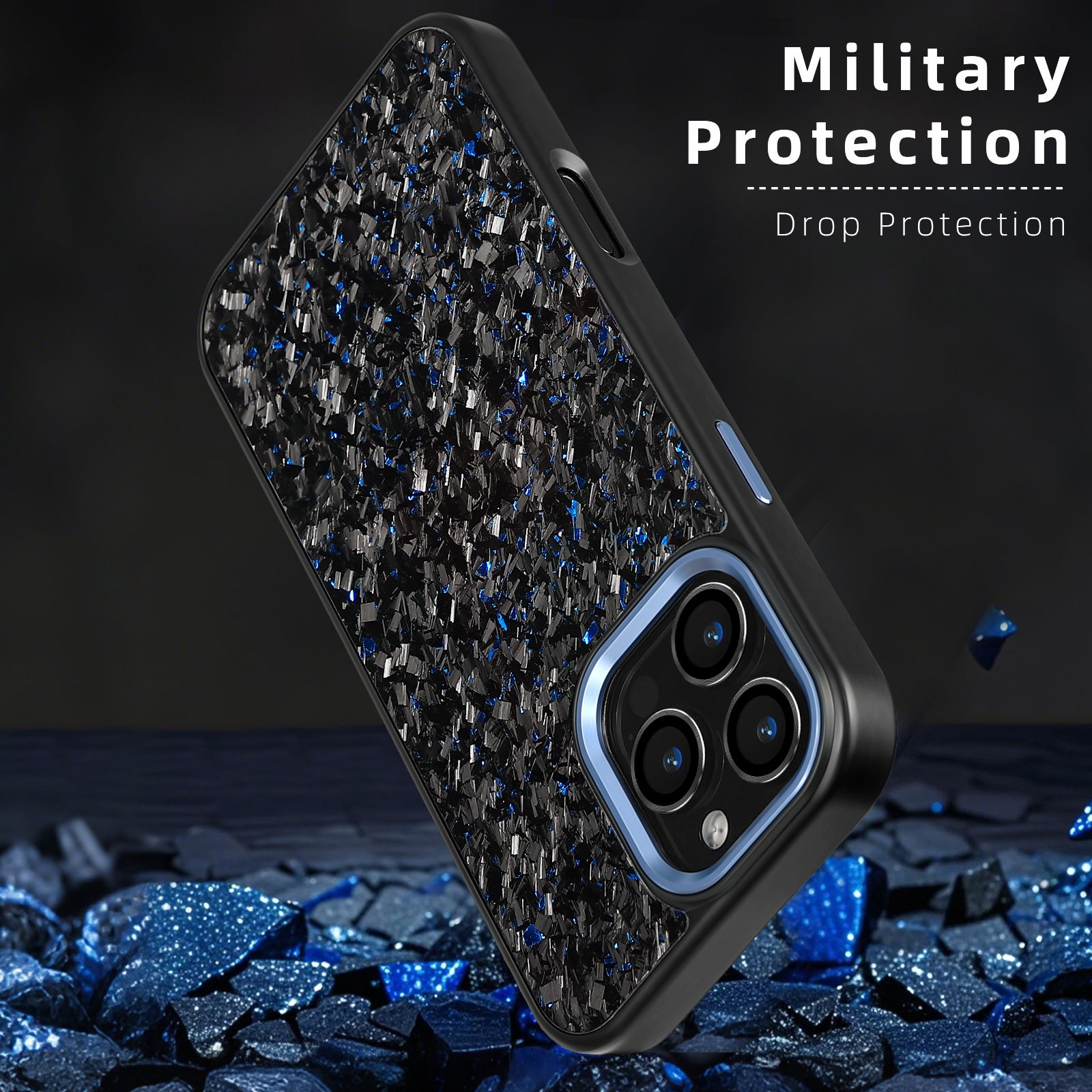 Real Carbon Fiber Armor Shockproof Cover for iPhone 16Promax 15 Pro Max 14 13 12 11 Case Metal Frame Forged fiber Cover