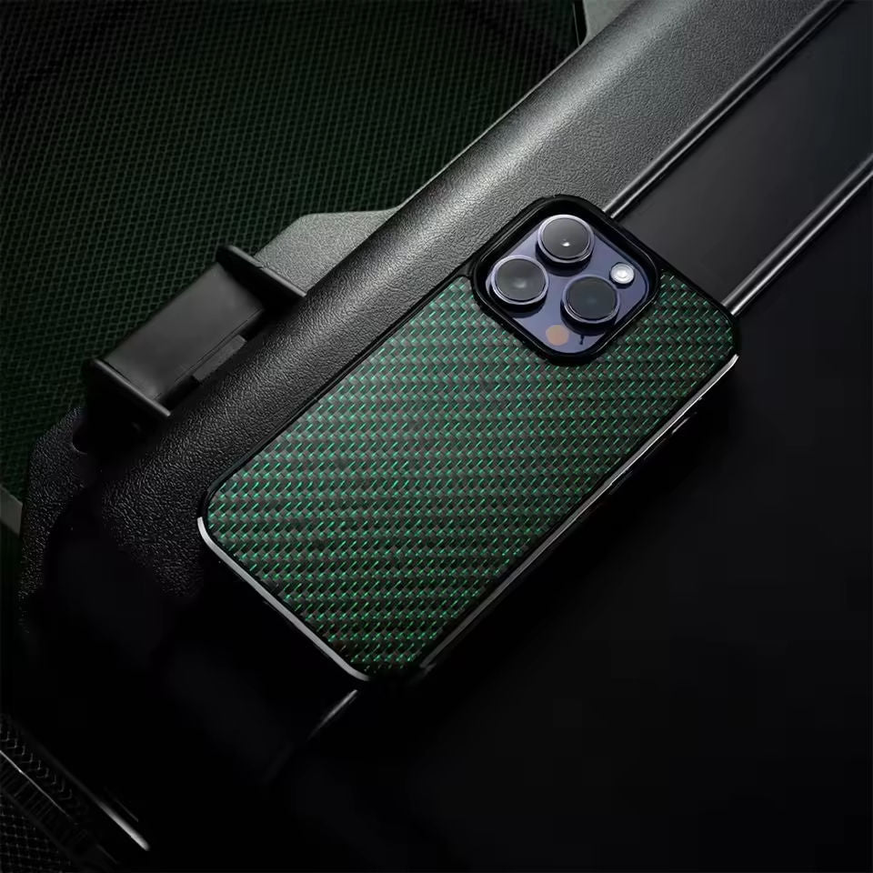 Glossy Carbon Fiber 3K Twill Titanium Silk for iPhone 16 Pro Max 15 14 13 12 11 Case Anti-fall Wireless Charge Cover Shell