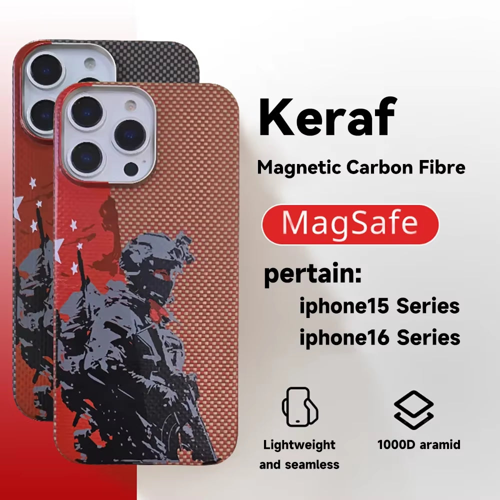 Kevlar Carbon Fiber Phone Case Magnetic Special Forces Pattern Design