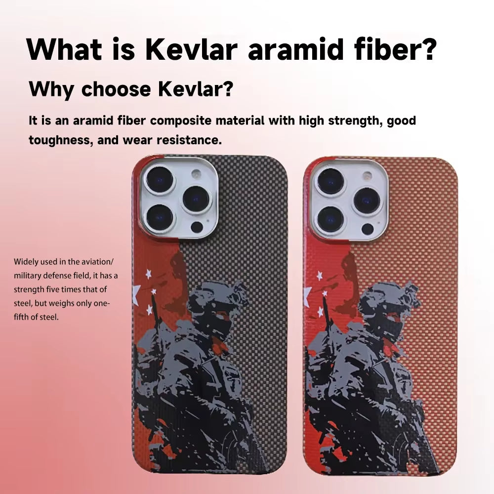 Kevlar Carbon Fiber Phone Case Magnetic Special Forces Pattern Design
