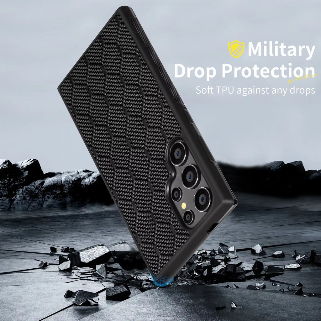 Real 3K Glossy Woven Carbon Fiber Phone Case for Samsung Magnetic Cover