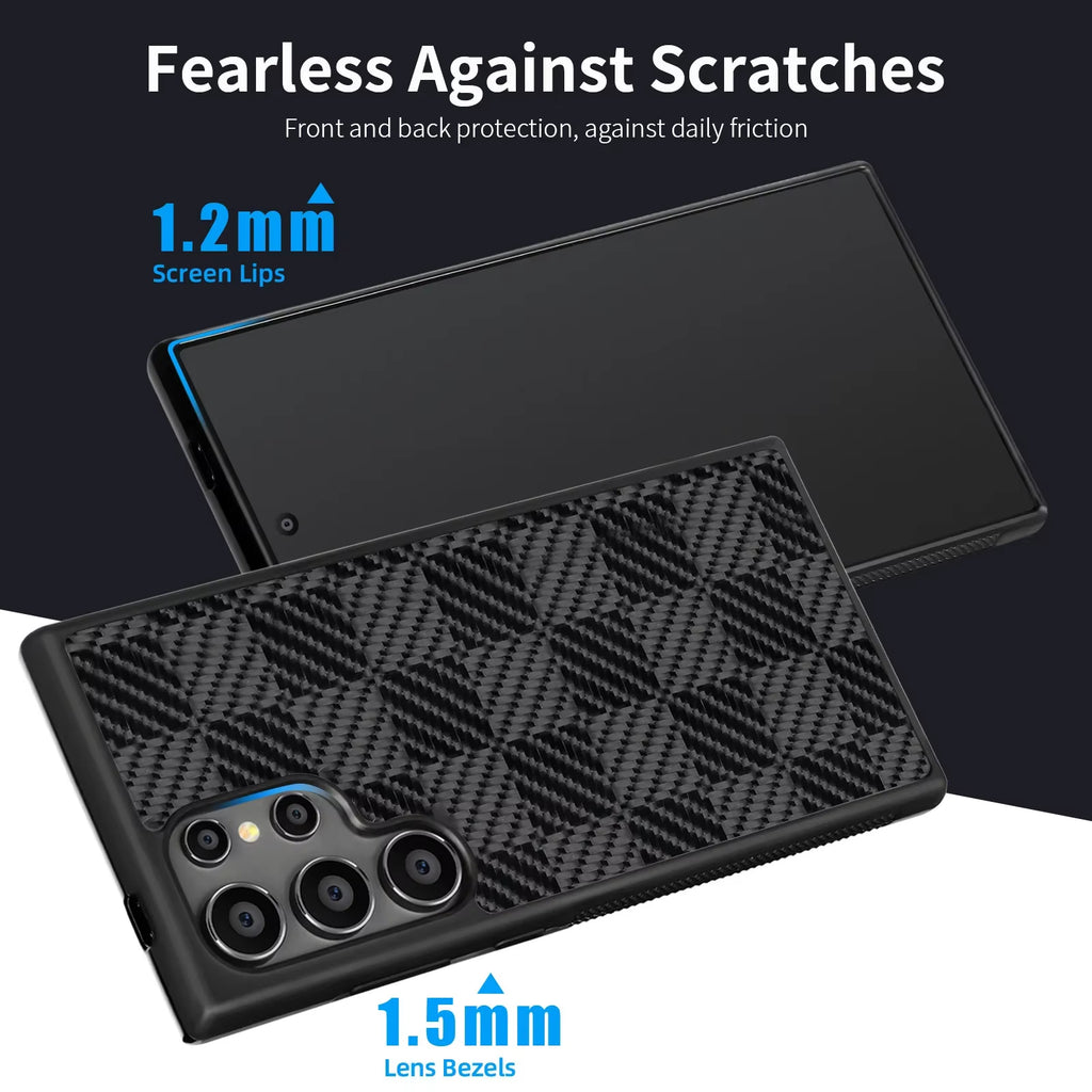 Real 3K Glossy Woven Carbon Fiber Phone Case for Samsung Magnetic Cover