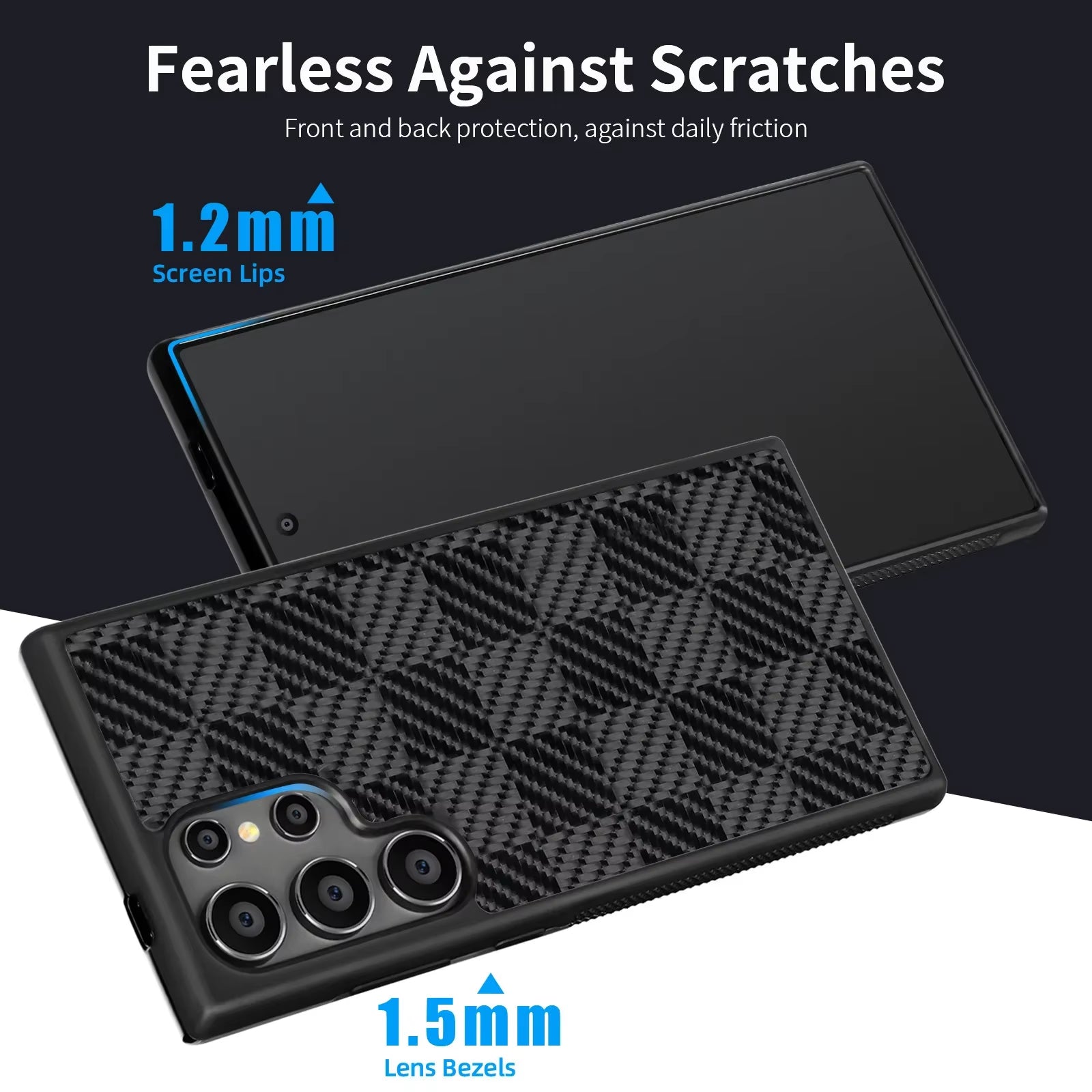 Real 3K Glossy Woven Carbon Fiber Phone Case for Samsung Magnetic Cover