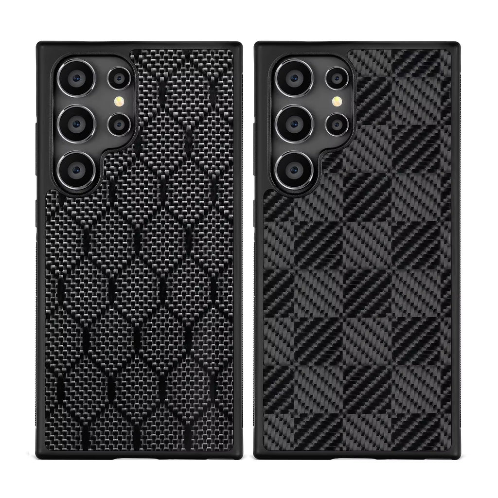 Real 3K Glossy Woven Carbon Fiber Phone Case for Samsung Magnetic Cover