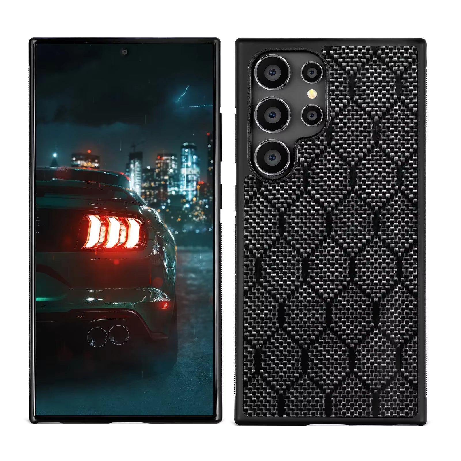 Real 3K Glossy Woven Carbon Fiber Phone Case for Samsung Magnetic Cover