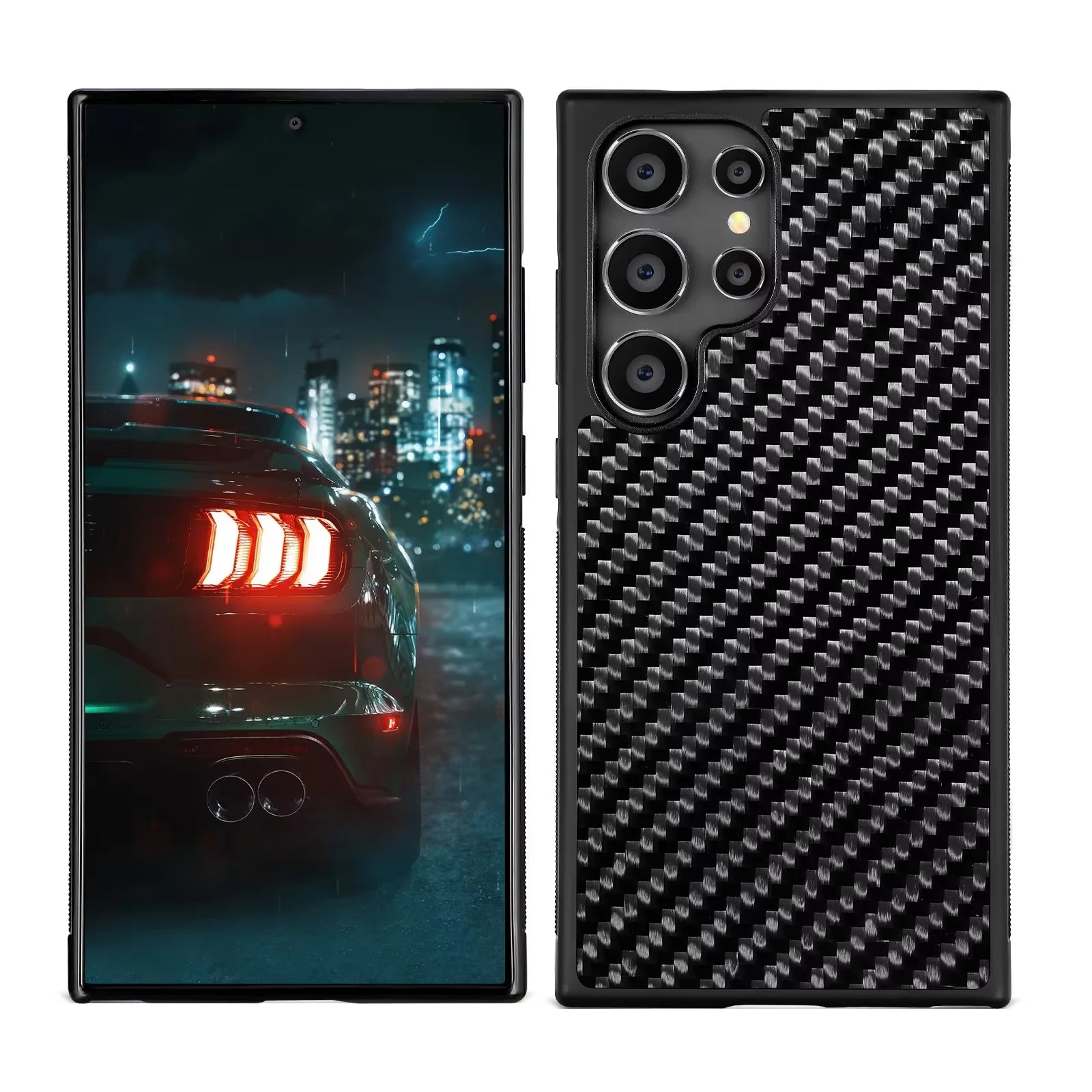 Real 3K Glossy Woven Carbon Fiber Phone Case for Samsung Magnetic Cover