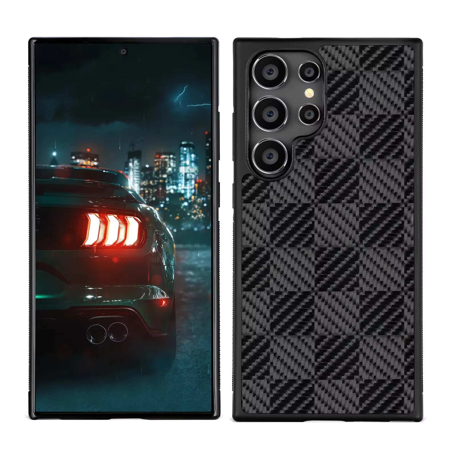 Real 3K Glossy Woven Carbon Fiber Phone Case for Samsung Magnetic Cover