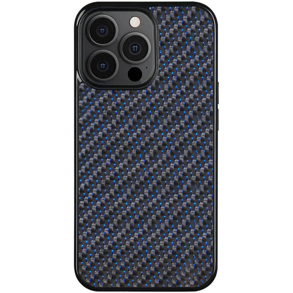 Glossy Carbon Fiber 3K Twill Titanium Silk for iPhone 16 Pro Max 15 14 13 12 11 Case Anti-fall Wireless Charge Cover Shell