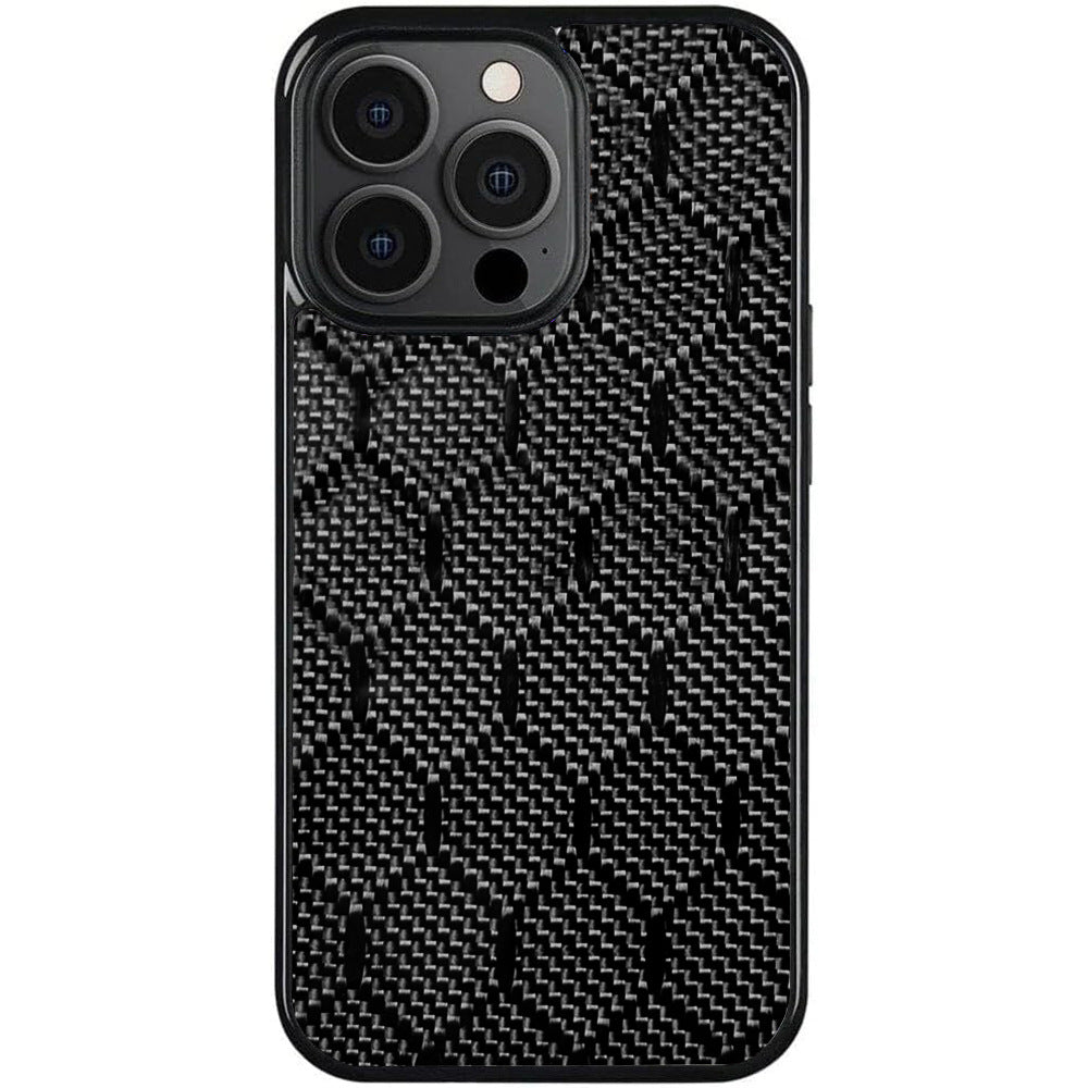 Glossy Carbon Fiber 3K Twill Titanium Silk for iPhone 16 Pro Max 15 14 13 12 11 Case Anti-fall Wireless Charge Cover Shell