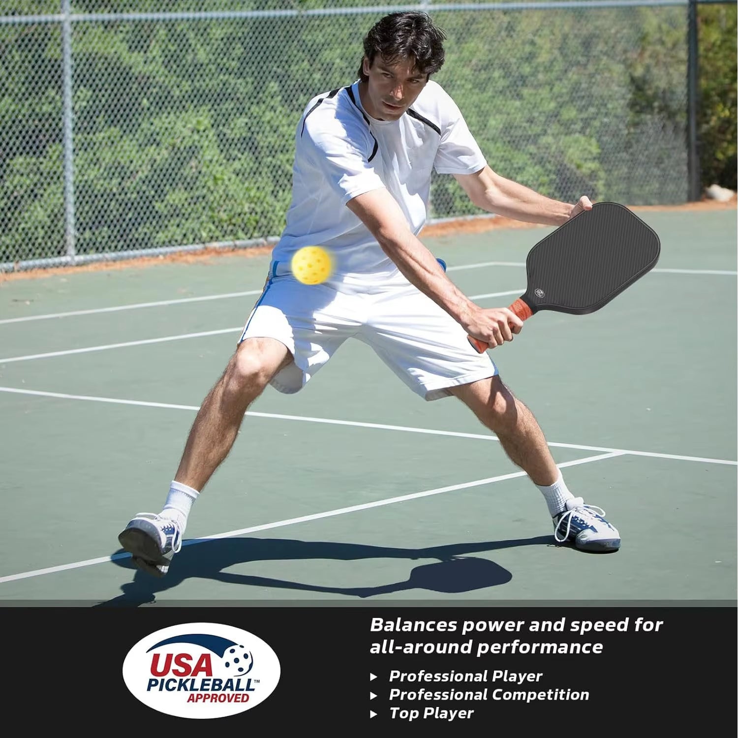 Professional T700 Carbon Fiber Pickleball Paddle USAPA Approved Sandblasted Surface Elongated Grip Pro Spin Paddle with Bag