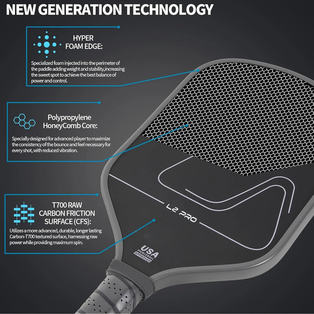 Professional T700 Carbon Fiber Pickleball Paddle Simple Lines USAPA Approved