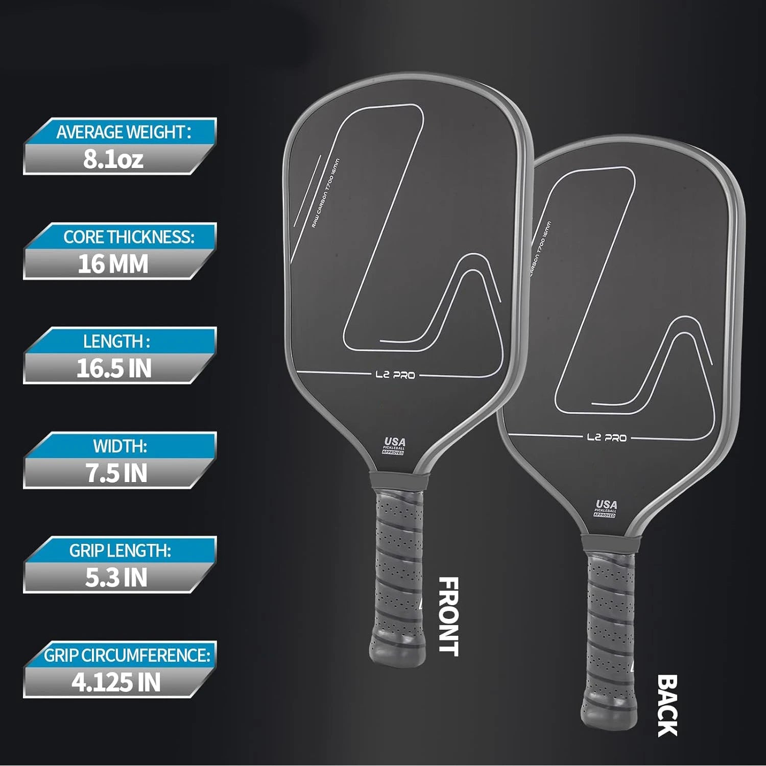 Professional T700 Carbon Fiber Pickleball Paddle Simple Lines USAPA Approved