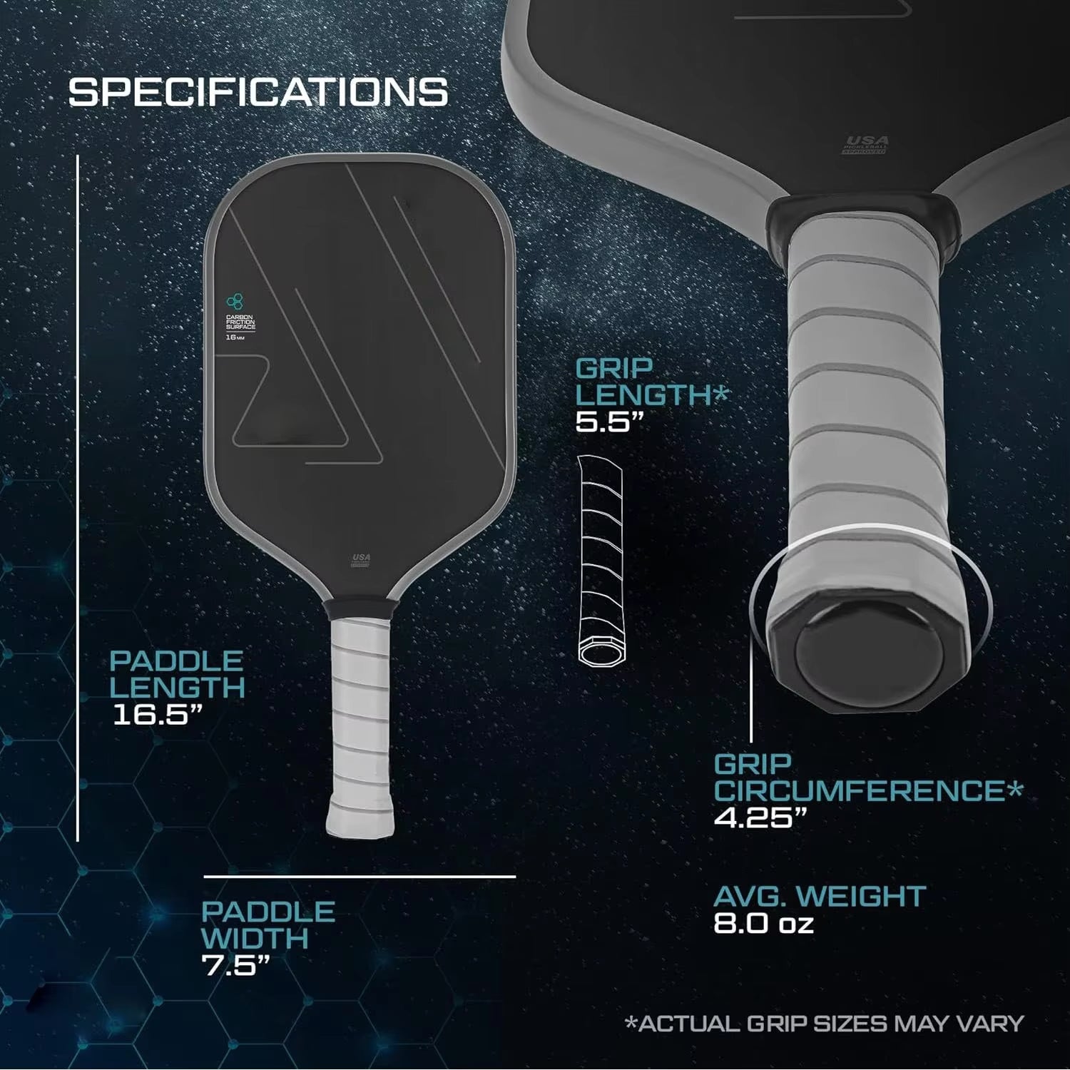 Professional T700 Carbon Fiber Pickleball Paddle Simple Lines USAPA Approved