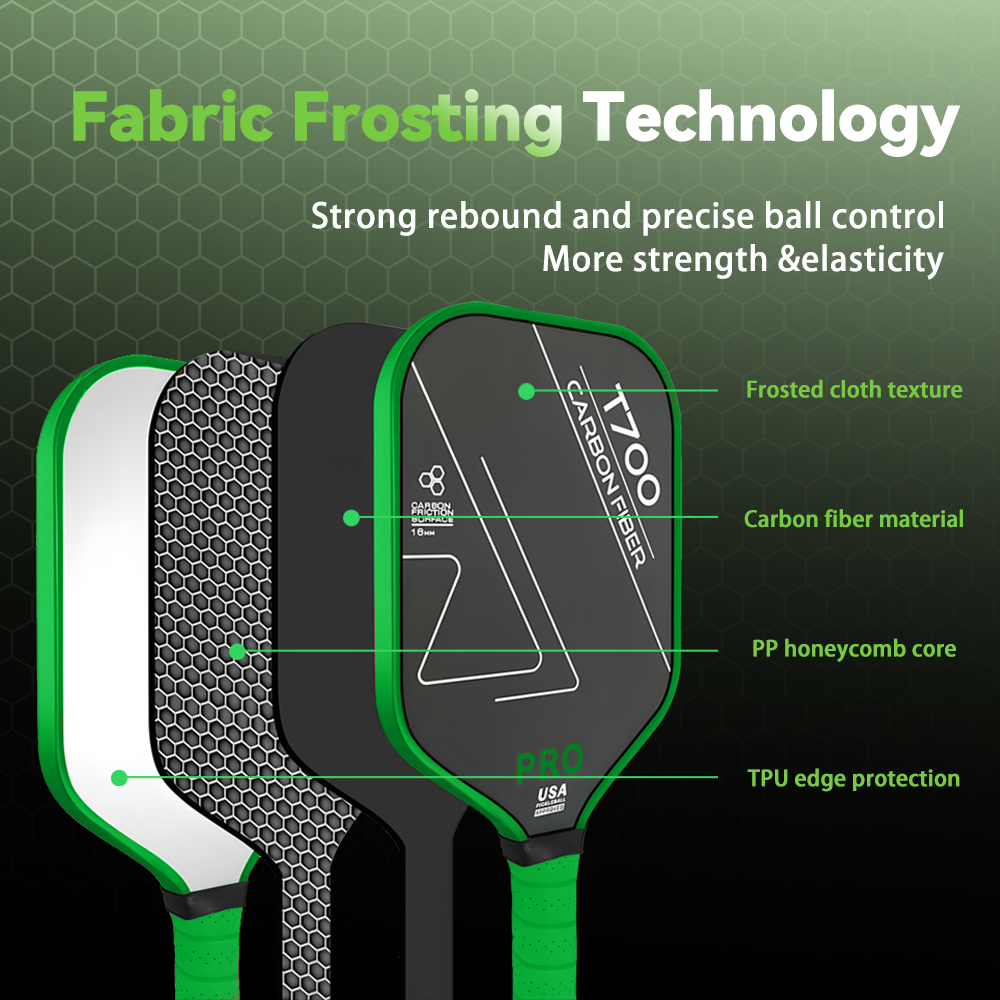 TOP T700 Carbon Fiber Pickleball Paddle USAPA Approved Sandblasted Surface Elongated Grip Pro Spin Paddle
