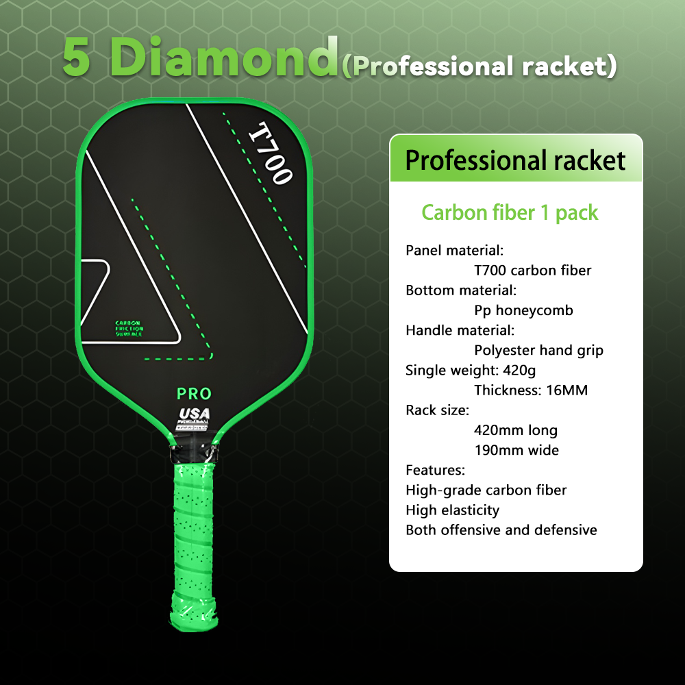 TOP T700 Carbon Fiber Pickleball Paddle USAPA Approved Sandblasted Surface Elongated Grip Pro Spin Paddle