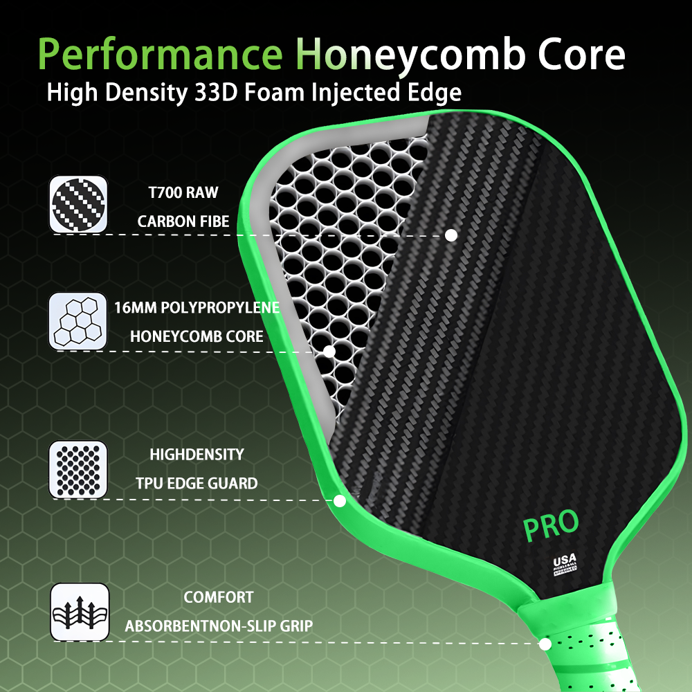 TOP T700 Carbon Fiber Pickleball Paddle USAPA Approved Sandblasted Surface Elongated Grip Pro Spin Paddle