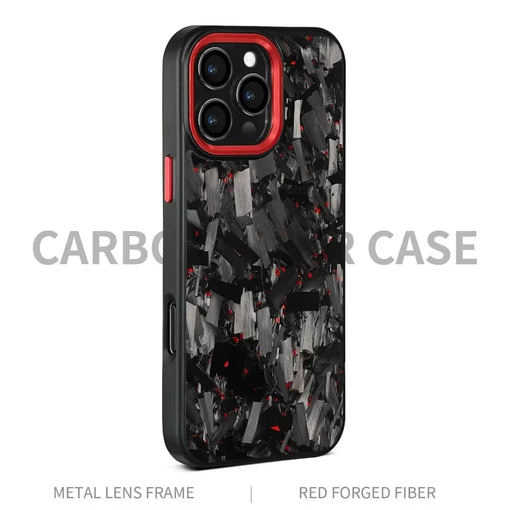 100% Real Carbon Fiber Armor Cover For iPhone Case Metal Frame Wireless Charge Forged Fiber Cover