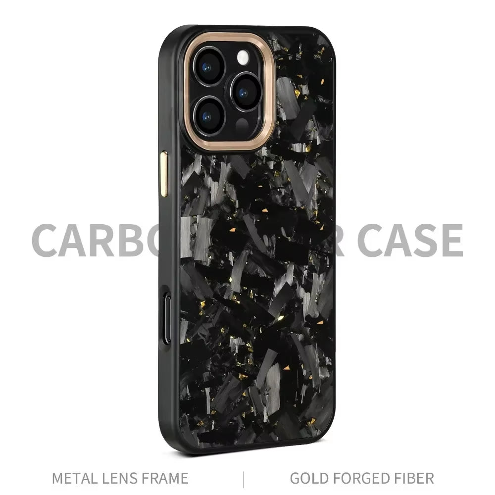 100% Real Carbon Fiber Armor Cover For iPhone Case Metal Frame Wireless Charge Forged Fiber Cover