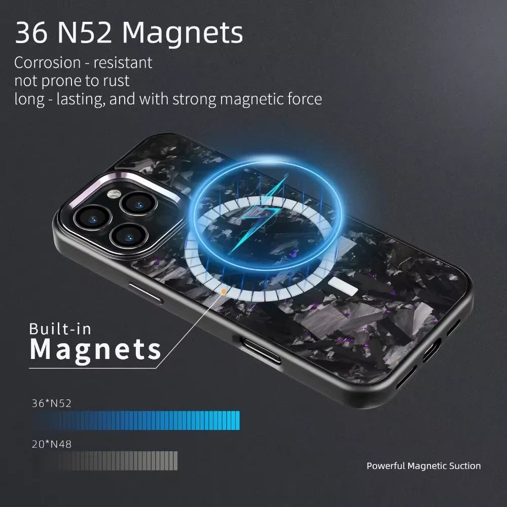 100% Real Carbon Fiber Armor Cover For iPhone Case Metal Frame Wireless Charge Forged Fiber Cover