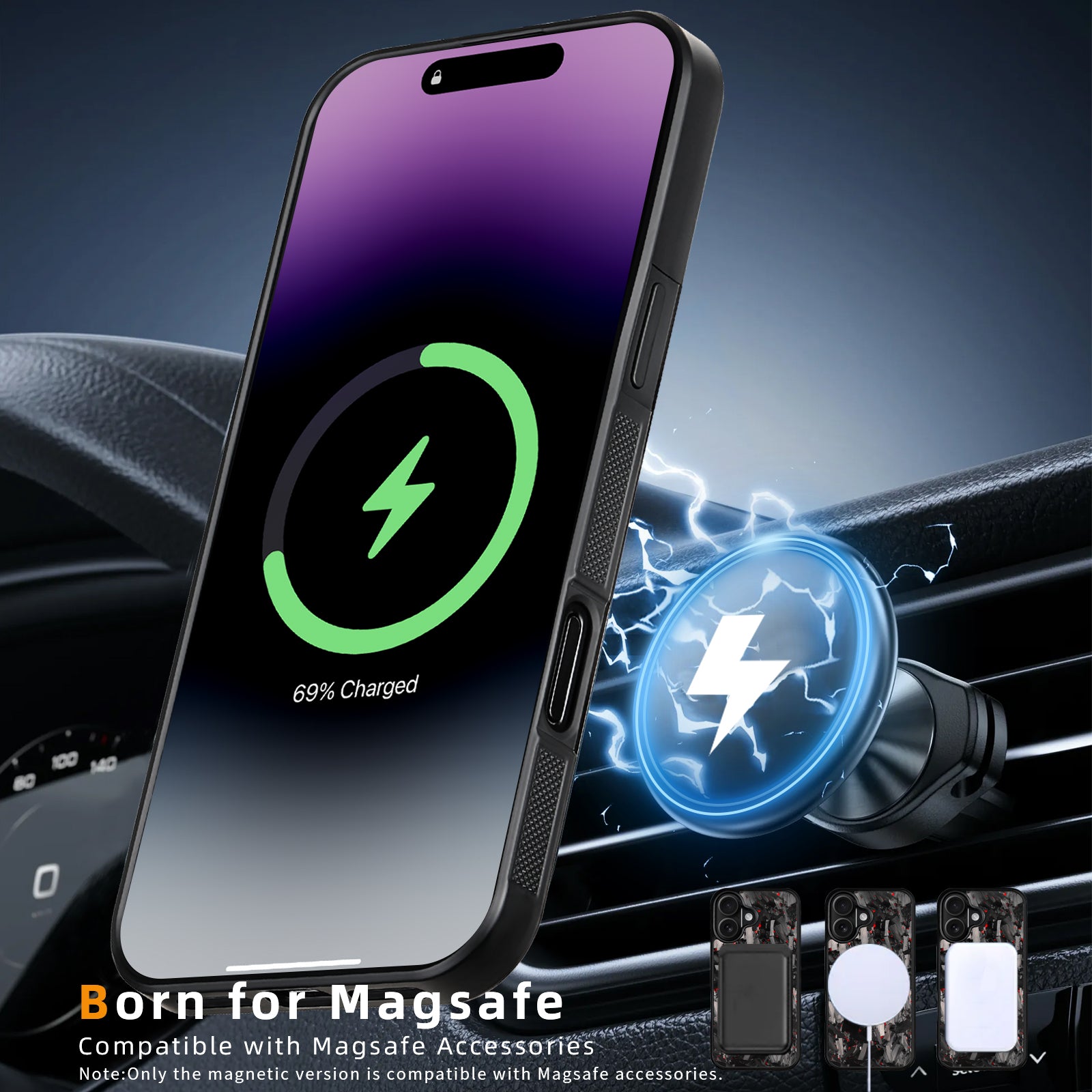 iPhone 17 Case Luxury Forged Textured Carbon Fiber MagneticMagSafe & Wireless Charging Protection Cover