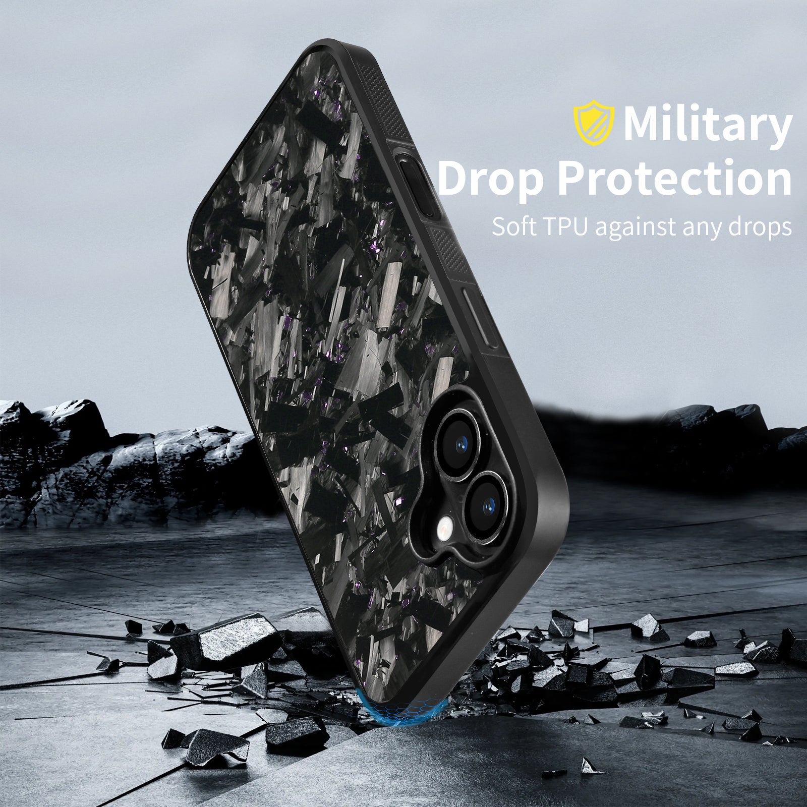 iPhone 17 Case Luxury Forged Textured Carbon Fiber MagneticMagSafe & Wireless Charging Protection Cover