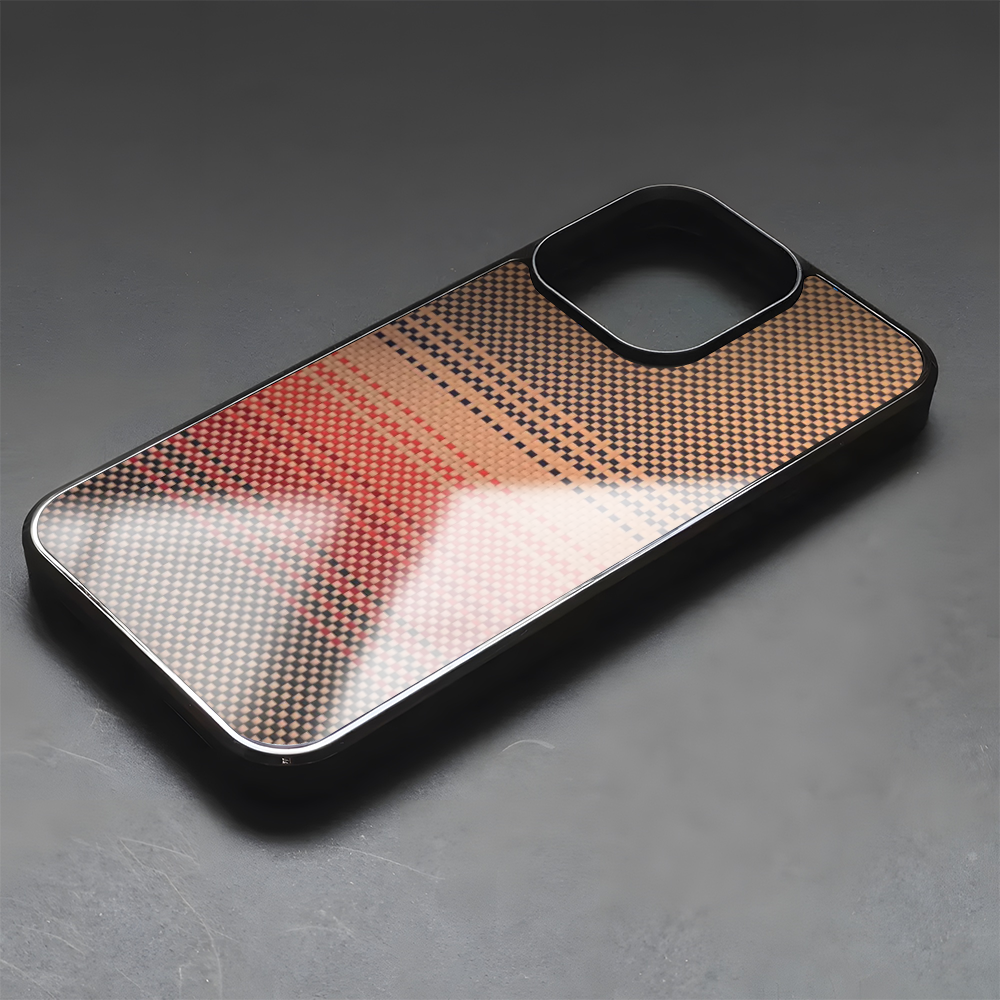 Sunset Glow Weave Pattern T700 Kevlar Carbon Fiber Phone Case Silk Touch Anti-Slip 360° Protection