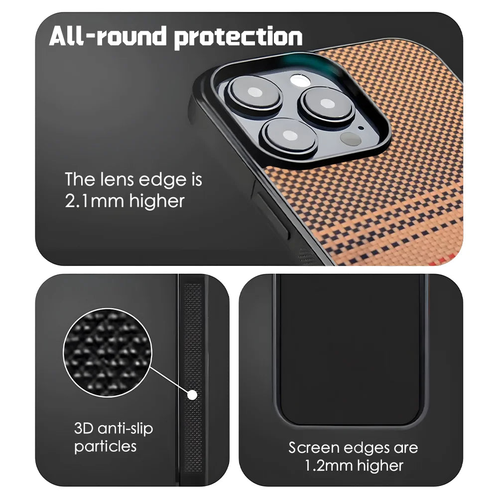 Sunset Glow Weave Pattern T700 Kevlar Carbon Fiber Phone Case Silk Touch Anti-Slip 360° Protection