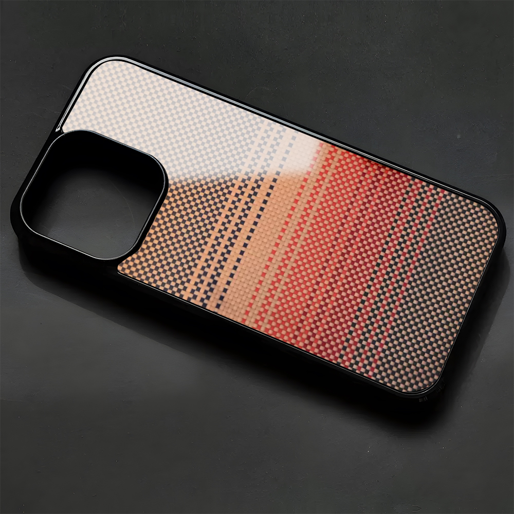 Sunset Glow Weave Pattern T700 Kevlar Carbon Fiber Phone Case Silk Touch Anti-Slip 360° Protection