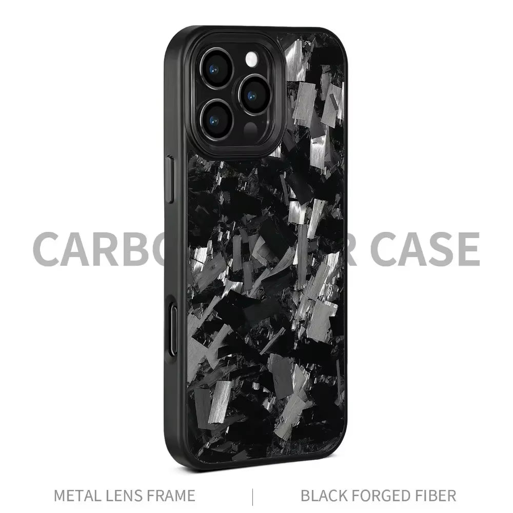 100% Real Carbon Fiber Armor Cover For iPhone Case Metal Frame Wireless Charge Forged Fiber Cover