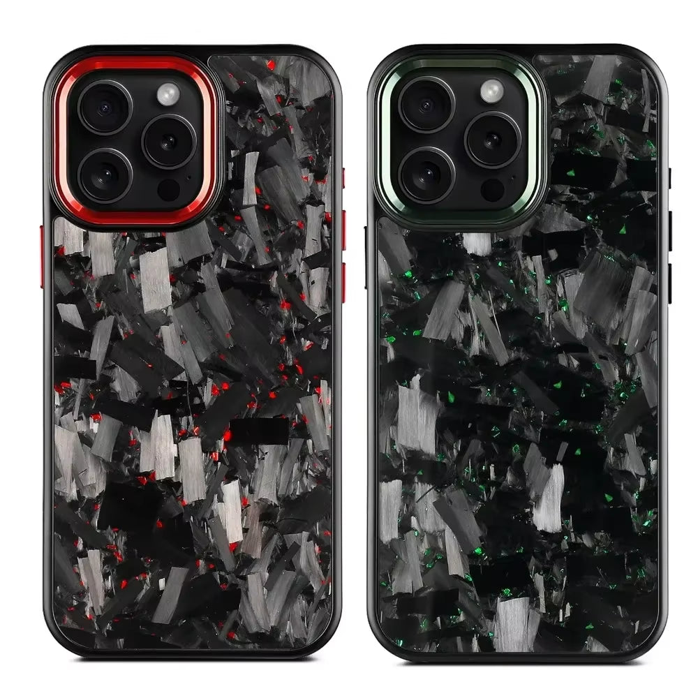 100% Real Carbon Fiber Armor Cover For iPhone Case Metal Frame Wireless Charge Forged Fiber Cover