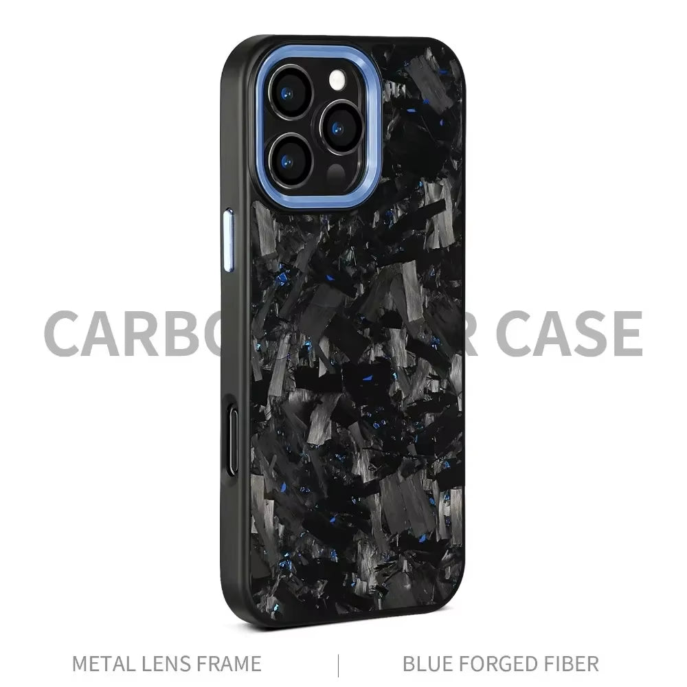 100% Real Carbon Fiber Armor Cover For iPhone Case Metal Frame Wireless Charge Forged Fiber Cover