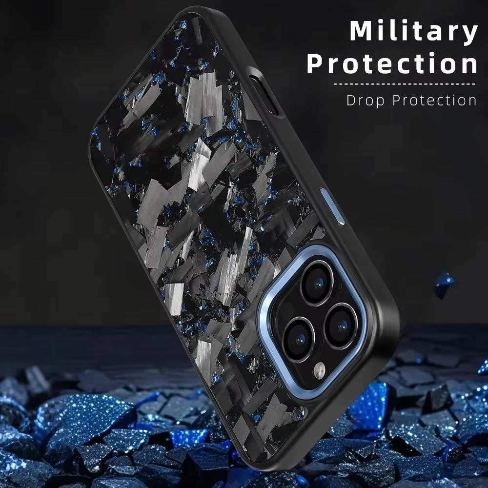 100% Real Carbon Fiber Armor Cover For iPhone Case Metal Frame Wireless Charge Forged Fiber Cover