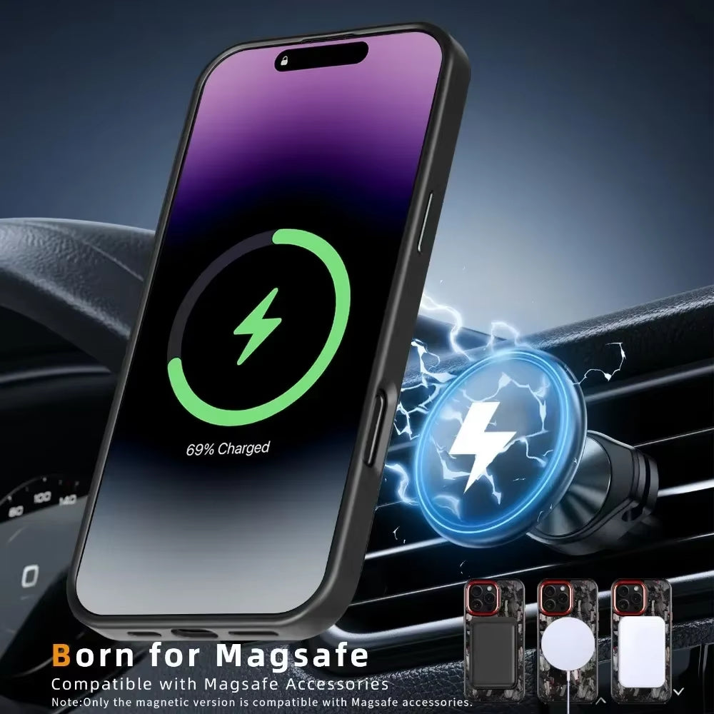100% Real Carbon Fiber Armor Cover For iPhone Case Metal Frame Wireless Charge Forged Fiber Cover
