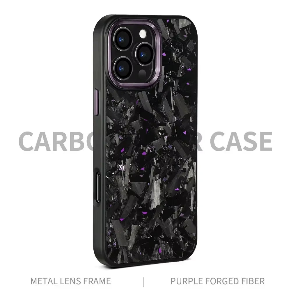 100% Real Carbon Fiber Armor Cover For iPhone Case Metal Frame Wireless Charge Forged Fiber Cover